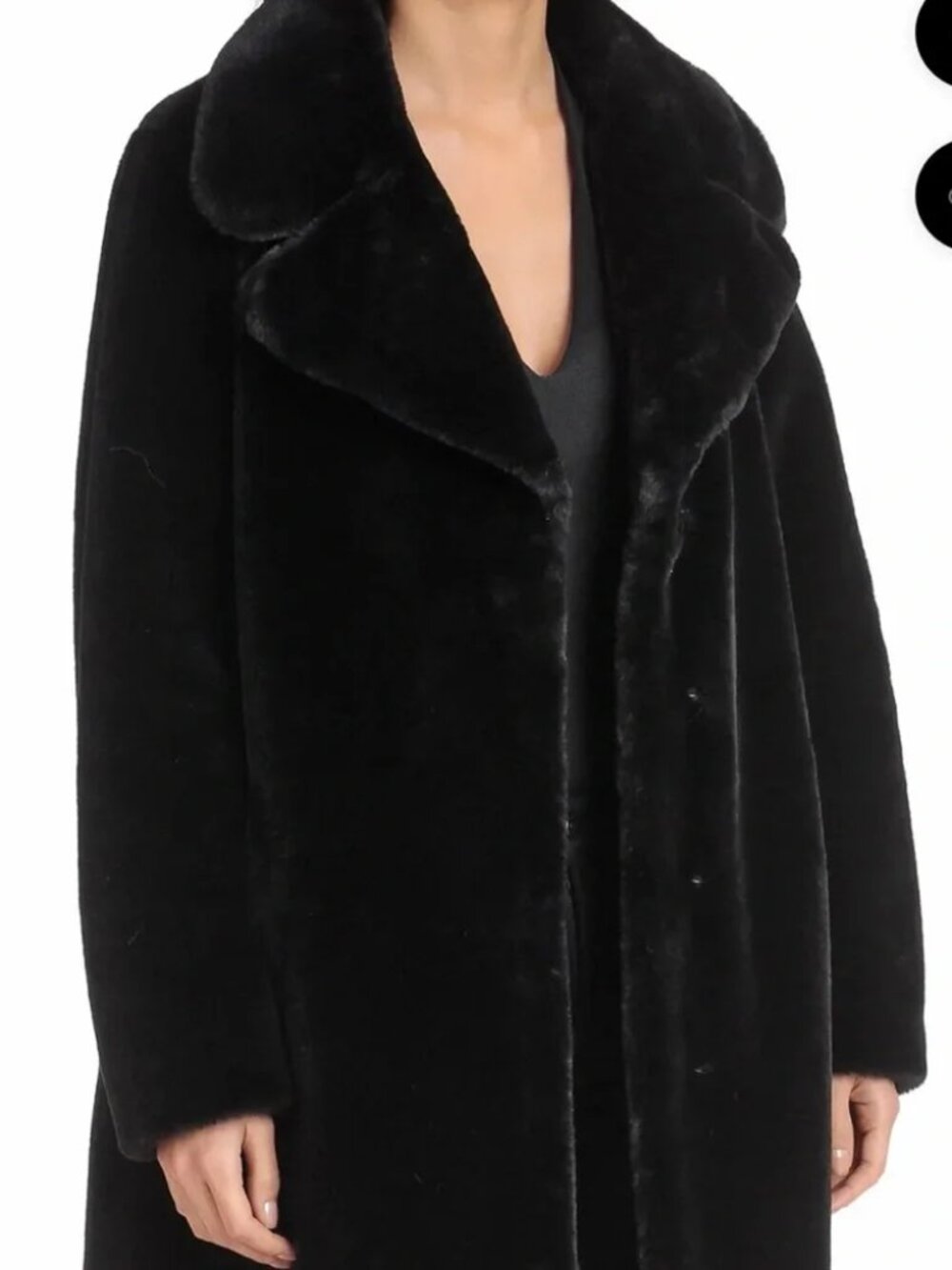 Avec Les Filles Large Notched Collar Faux Fur Jacket Black style #66857 Plush